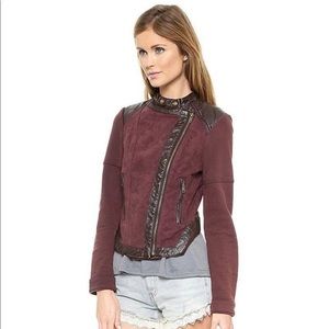 Rugged Jacquard Pieced Vegan Moto Jacket